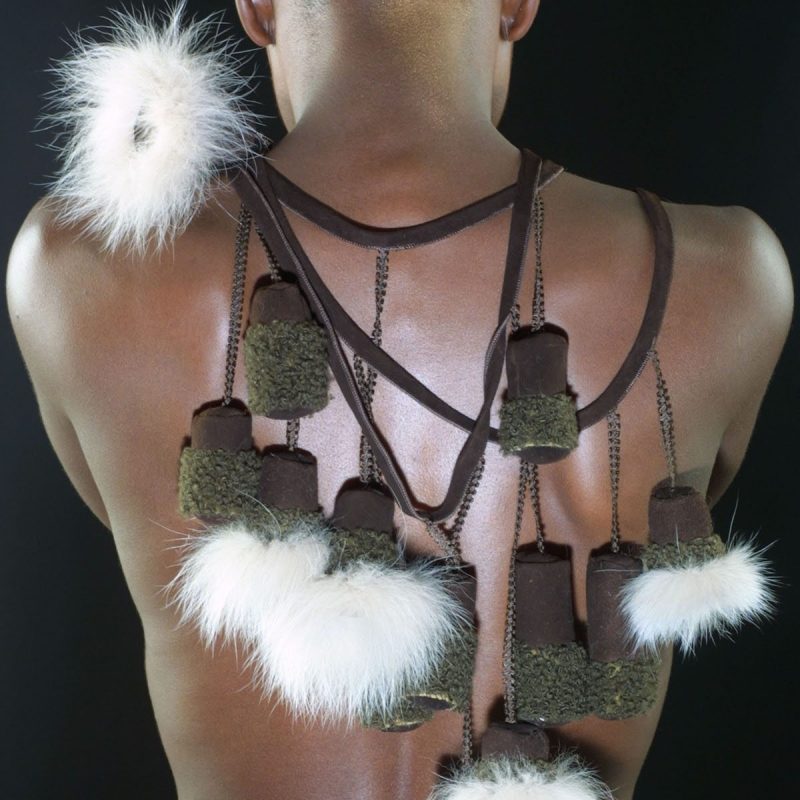 white fox hanging neckpiece